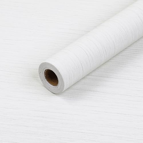 myforHD Selbstklebend Tapete Weißer Möbelaufkleber 40cmX1000cm Verdickt Wandpapier Texturierte Tapete