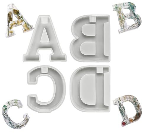 4 piezas molde de silicona para letras molde de silicona flexible para crear decoración de soporte de cartas individual