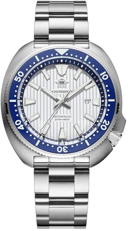 ADDIESDIVE Reloj de Buceo para Hombres 200m Cristal de Zafiro Esfera con Patrón 3D de Persianas Bisel de Cerámica Luminoso Movimiento de Cuarzo japonés Reloj de Acero Inoxidable AD2507