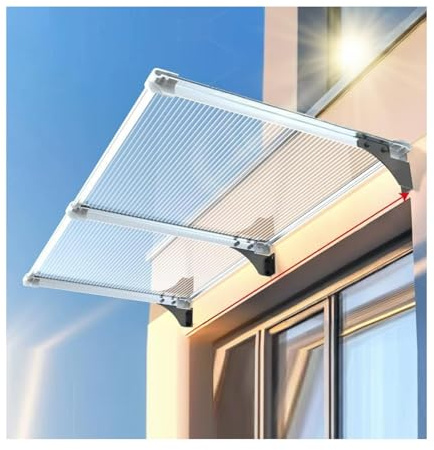 Auvent Marquise，Auvent de Porte d'Entrée en Polycarbonate ，Marquise de Porte Exterieur，pour Le Porche, Le Patio，Marquise en Polycarbonate，Marquise Aluminium(90x110cm/35.4x43in)