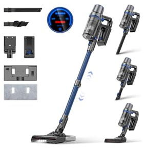 Linkifly Akku Staubsauger mit Wischfunktion, 45000Pa/550W/60 Min Staubsauger kabellos mit bürstenfreiem Motor & LED-Touchdisplay, Selbststehender Saugwischer für Hartböden, Teppich & Tierhaare