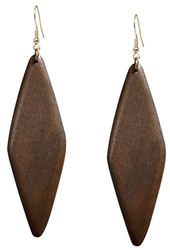 Fuvirou Bohemian Natural Wooden Geometric Dangle Drop Earrings Handmade Vintage Big Long Wood Earrings for Women Jewelry Gift (brown)