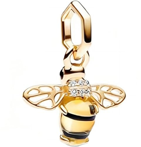 Lkwidi Femme Charms Sparkling Bee Dangle Argent Sterling 925 Pendentif avec Zircon Cubique pour Bracelet-