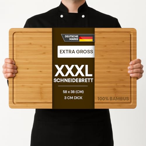 Molunda Bambus Schneidebrett aus 100% Bio-Bambus 58 x 38 x 3 cm großes XL Brett – FSC® Zertifiziertes Antibakterielles Holzbrett für die Küche (58 x 38 x 3 cm)