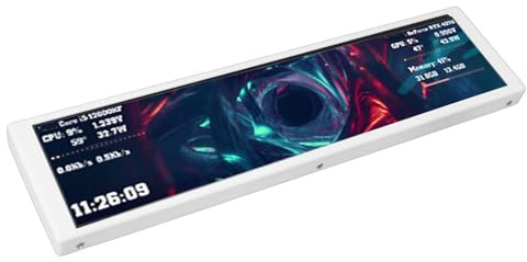 VELATEMOR Pantalla de Monitor de System de 9,2, Panel de Sensores para PC con Pantalla de Temperatura de CPU GPU, Segunda Alimentada por USB, Mini Monitor Lateral Personalizable (White)