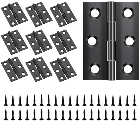 LATRAT Förpackning med 10 gångjärn vikbara 44 mm x 31 mm, 270° små gångjärn dörrgångjärn med 60 skruvar svarta gångjärn tunga lätta dörrgångjärn för dörrar fönsterskåp