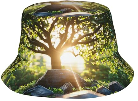 SHEnshg Äppelträd tryckt hinkhatt för kvinnor män, sommar packbar solhatt, lätt andningsbar utomhus fiskehatt, Äppelträd 1, one size