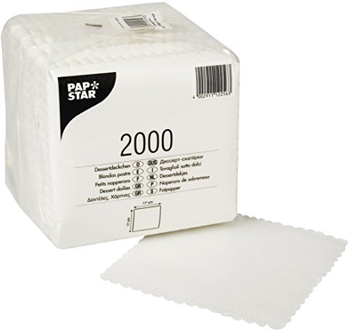 PAPSTAR 12256 Dessertdeckchen, Papier, Weiss, 20 x 17.5 x 17.5 cm, 2000, Weiß