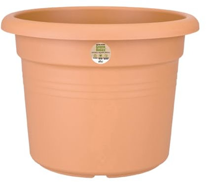 Elho Green Basics Cilinder 30 - Vaso per Esterno - Ø 29.5 x H 22.4 cm - Marrone/Mild Terra