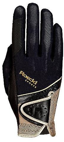 Roeckl Sports Reithandschuh Madrid, Turnier Sommer Handschuh, Schwarz/Gold 9