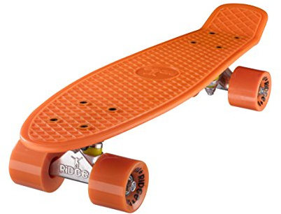 Ridge 22 Mini Cruiser Board Retro Skateboard, komplett ausgerüstet, in orange, völlig in der EU entworfen und hergestellt