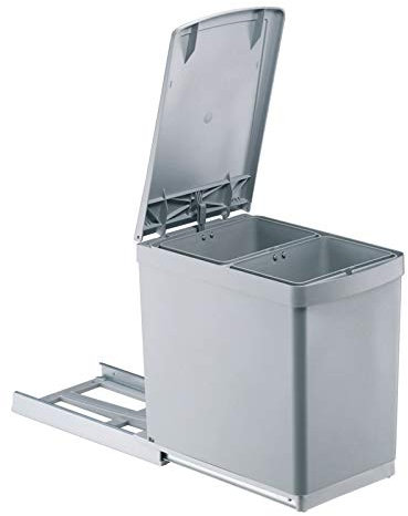 PYRAMIS Pattumiera, plastica, grigia, 2 x 7,5 litri || larghezza mobile da 30 cm