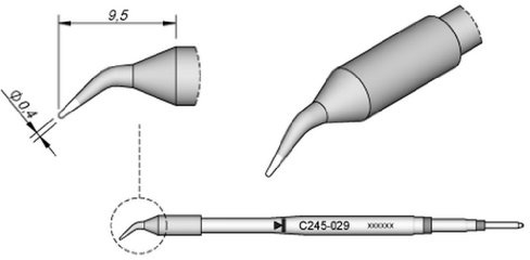 JBC Lötspitze Serie C245, Rundform, C245032/Ø 0,4 mm, gerade C245032 (Lötkartusche Lötpatrone Loetspitze Loetkartusche Loetpatrone 2245 2045)