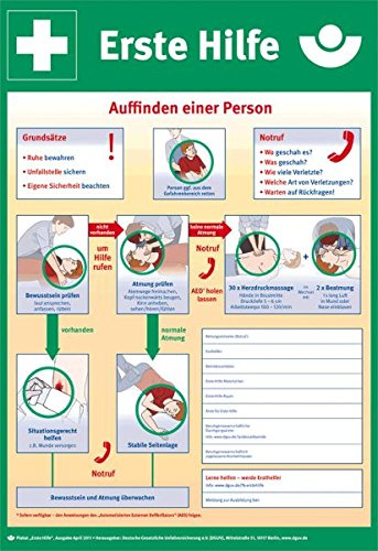 LEMAX® Erste Hilfe Aushang, gemäß DGUV Information 204-003, Kunststoff PS, 395x575mm