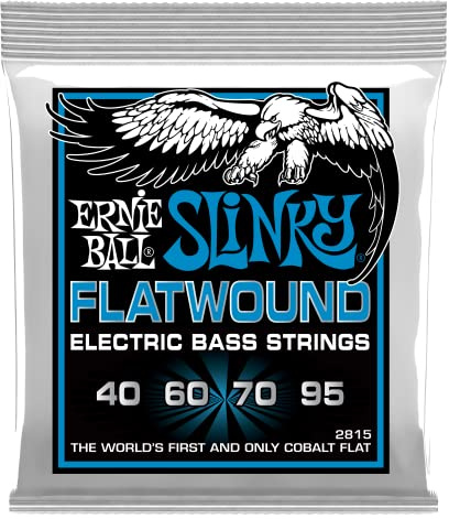 Ernie Ball Extra Slinky Flatwound - Cuerdas para bajo eléctrico, entorchado plano, calibre 40-95
