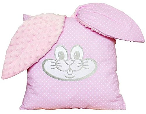 Baby kaninöronkudde 40 x 40 cm babytäcke babykudde. Dekorativ kudde. Perfekt som present !! Rolig kudde barnkudde (1 kudde, rosa prickar)