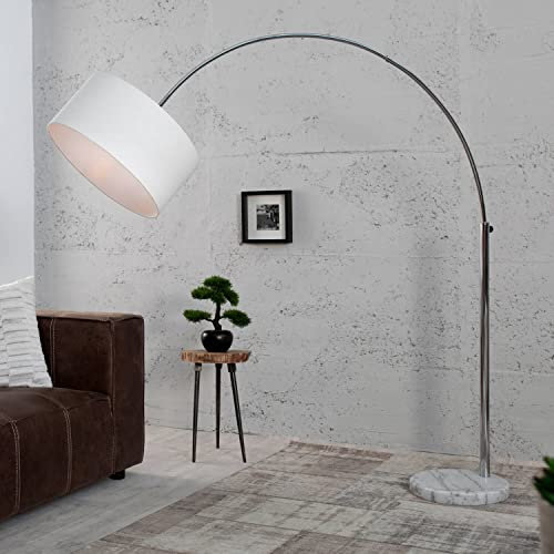 Licht-Erlebnisse Wohnzimmer Lampe Designerleuchte 170cm Retro echter Marmor Fuß beweglich höhenverstellbar Stehlampe Weiß Chrom