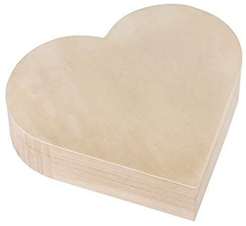 Rayher 62841505 boîte en bois Cœur, avec fermoir magnétique, 25,3x24x6cm, nature
