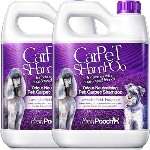 Pretty Pooch Dog Carpet Shampoo Cleaner Solution Lavender 10L - For Machines/Manual Use, Neutralises Pet Urine, Cleans, For Carpets, Rugs, Upholstery,