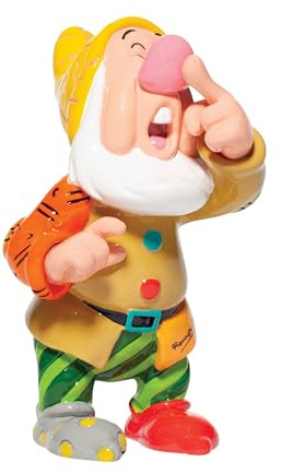 Enesco Disney by Romero Britto Snow White and The Seven Dwarfs Sneezy Miniature Figurine, 4.7 Inch, Multicolor