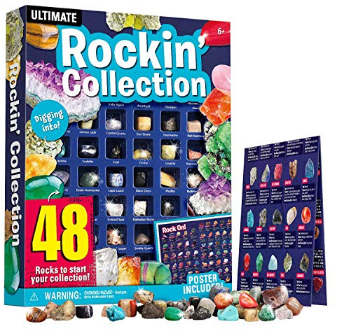 Dr. Daz Gem Collection Steinmineral-Set für Kinder, mit pädagogischer Kennzeichnung, Kristall, Quarz, Pyrit-Steine