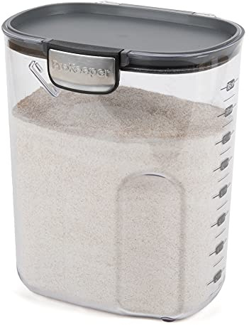 ProKeeper+ by Progressive International Clear Plastic Airtight Food Baker's Kitchen Storage Organization Container Canister Set with Magnetic Accessories (Flour 4-Quart)