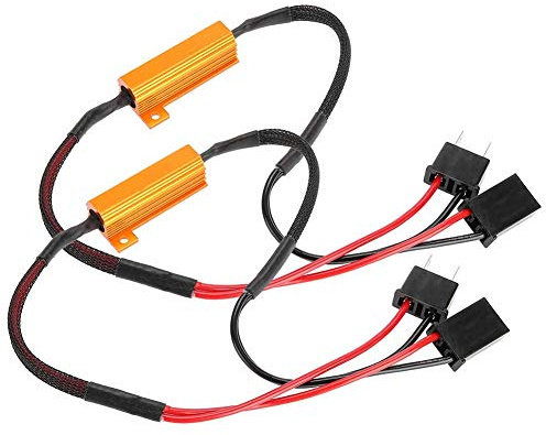 Lastwiderstand, 2-teilige Auto-LED-Decoder für H7-Scheinwerfer Anti-Hyper-Blitz Keine Fehler Lastwiderstandsverkabelung für led h7 abblendlicht,h7 led mit widerstand,h7 led canbus adapter gegen