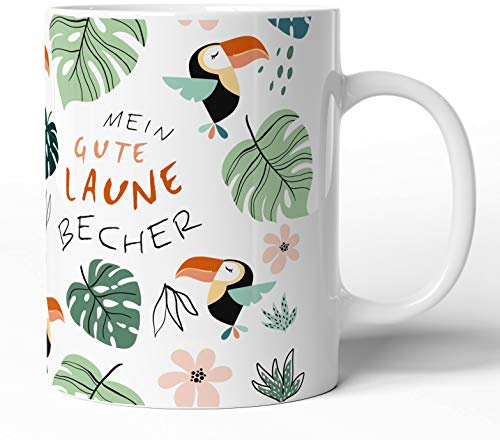 Tassenprinter Spruch-Tasse: Gute Laune TÄSSCHEN - 300ml Keramik Kaffee-Tasse Weiß Mit Lustigem Bunten Motiv - Geschenk-Idee Zum Geburtstag Kollegen Arbeit Freunde (Dschungel-01)
