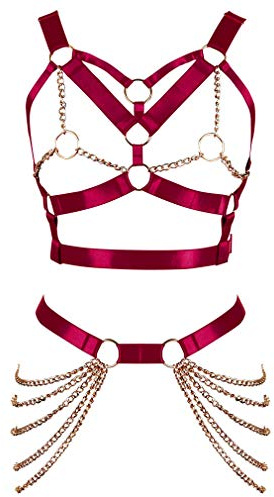 BBOHSS Damen Body Harness BH Punk Strumpfband Elastisch Verstellbarer BH Tanz Karneval Gothic Kostümzubehör