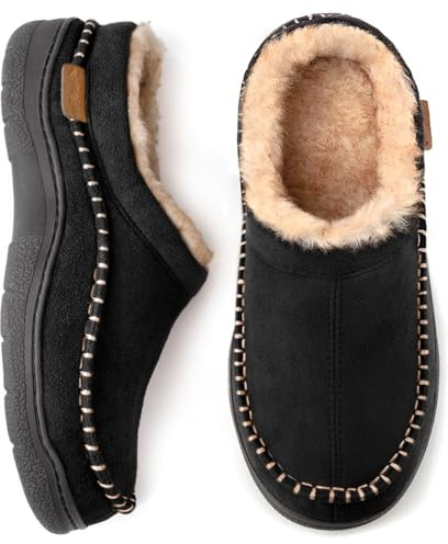 Zigzagger Herren Memory Foam Suede Mokassins Hausschuhe, Schwarz, 46/47EU