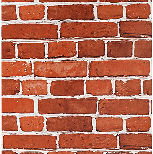 Arthome Klebefolie Möbel Stein Ziegel Tapete,Abziehen und Aufkleben Selbstklebende Tapete,Wandverkleidung aus Kunststoffplatten Vinyl Wrap Film für Küche Kamin Backsplash,Rot Ziegel,44cmx6m