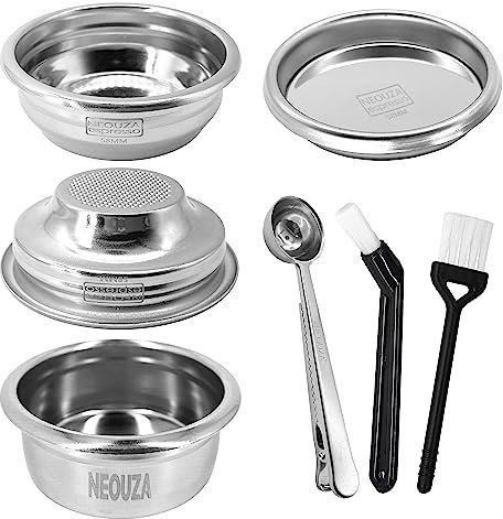 NEOUZA Filtro in acciaio inox 304 da 58 mm, cestello cieco per portafiltro senza fondo, compatibile con macchine da caffè espresso del gruppo E61 (cestino combinato)