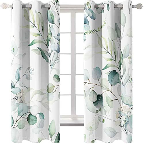 PVMLVM Schlafzimmer Vorhang 2Er Set 3D Kunst Grünes Blattmuster Muster Verdunkelung Gardinen Blickdicht Mit Ösen Polyester Vorhänge Für Kinderzimmer Wohnzimmer Fensterdekoration 234x230cm