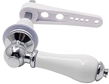 Harrington Marley Ceramic Toilet Cistern Lever Flusher | Traditional Victorian Style | Real Ceramic White LOO Cistern Lever Flush Handle | WC Lavatory Flush | Chrome Finish