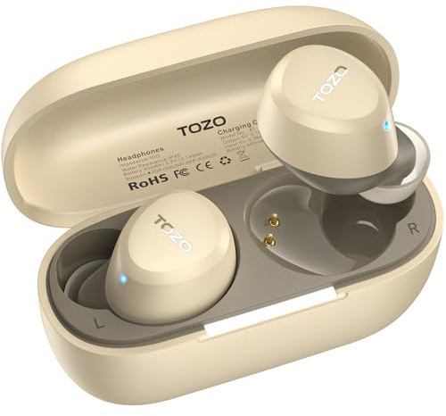 TOZO A1 Mini Bluetooth Kopfhörer 5.3 Kopfhörer Kabellos Bluetooth, In Ear Bluetooth Kopfhörer mit APP Steuerung, 30 Std Premium Sound, IPX5 Wasserdicht Kabellose Kopfhörer für kleine Ohren - Khaki