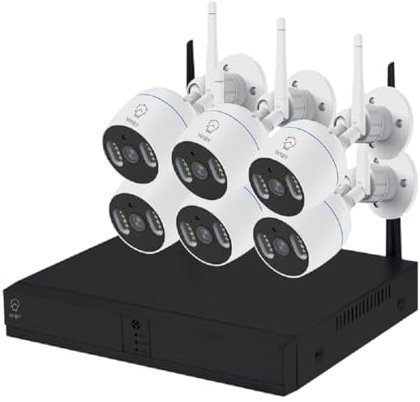 OISE ART STORE Trade Shop - Kit di 6 Telecamere di Videosorveglianza Ip WiFi 1080p Ip66 con Nvr Tv-6125he 8+6