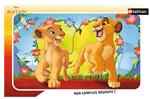 NATHAN - Kinderpuzzle - 15-teiliger Rahmen - Simba und Nala - Disney Der König der Löwen - Mädchen oder Junge ab 3 Jahren - Hochwertiges Puzzle - Dicker und langlebiger Karton - 86183