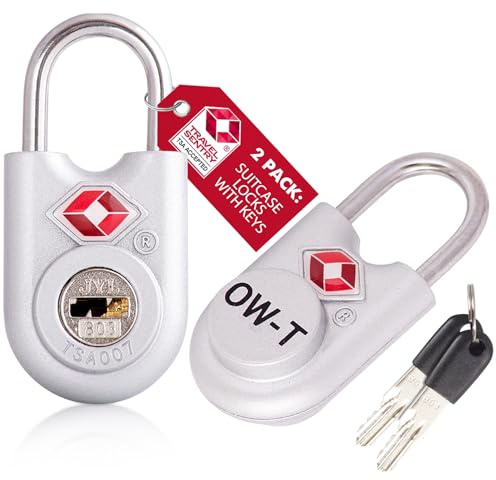 OW-Travel Candado con Llave TSA. Cerraduras para maletas. Candado para Taquilla. Candados para mochilas y maletas. Candado Taquilla Gimnasio. TSA candado seguridad equipaje con Llaves Plata 2
