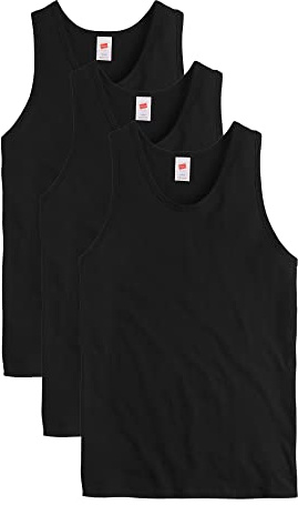 Hanes Men's Essentials Top Pack, Midweight Cotton Tanks, Sleeveless Shirts, 3-Pack, Black