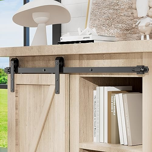 CCJH 122CM/4FT Super Mini Sliding Door Track Barn Door Hardware Kit Small TV Stands Wardrobe Cabinets