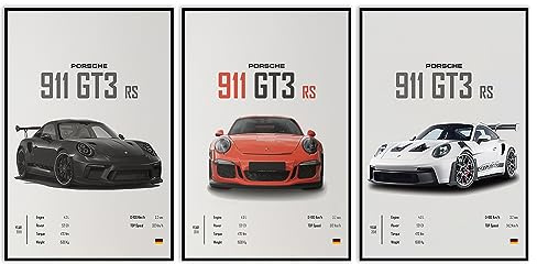 VejiA Leinwandbild Auto 911 GT Turbo - Poster für Männerzimmer - Ästhetische Dekoration (30,5 x 45,7 cm, ohne Rahmen 01)