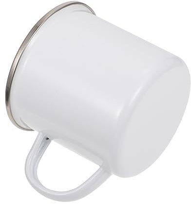 BESTonZON Enamel Sublimation Mug Blank DIY Photo Heat Transfer Printing Stainless Steel Cup Large Handle White