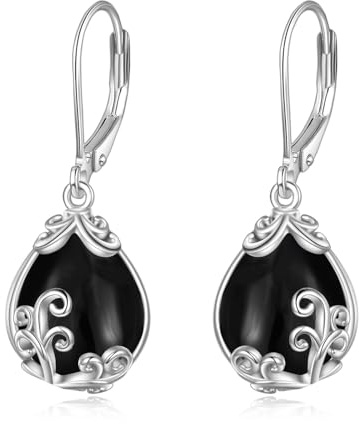 POPLYKE Keltische Mondstein Filigrane Tropfen Ohrringe Sterling Silber Leverback Ohrringe Schmuck