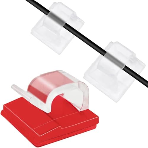 100 Stück Kabelhalter Selbstklebend, Indoor & Outdoor Kabel Clips Kabelführung Organizer, Kabelclips Kabelklemmen Kabelmanagement Dekoration Haken Draht Halter für Kabelbefestigung Lichterkette