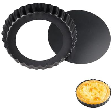 Molde Para Tarta 12cm, Molde Quiche Con Base De ElevacióN, Moldes Para Pan Base ExtraíBle, Seguro Molde Tarta, Moldes Para Tartas, Molde Para Quiche Y Tarta Con, Para Quiche, Tarta,(12cm * 1, Negro)