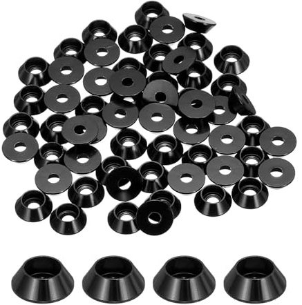 QUARKZMAN Lot de 60 Rondelles Coniques M3 (Noir) | Rondelles de Tête de Goupille en Aluminium Anodisé pour Vis RC/FPV/PC/Drone/Pièces de Modèles d'Accessoires Mécaniques