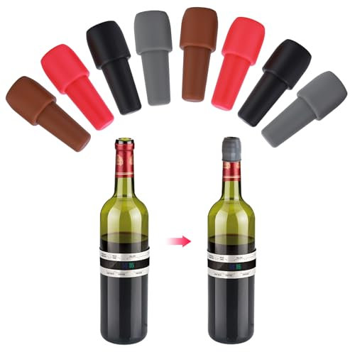 Confezione da 8 tappi per vino in silicone morbido, tappi sigillanti per vino, riutilizzabili. Tappo per bottiglia di vino spumante in silicone, utilizzato per conservare vino rosso e bevande alcolich