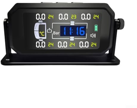 Système de surveillance de la pression des pneus TPMS pour caravane, camion, remorque, pare-fenêtre, grand écran , grand écran de détection de pression des pneus de voiture, capteur de 6 roues