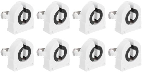 PATIKIL Support de Lampe de Grille T8, 8 Pièces, Douille de Base G13 Sans Séparation, Support de Lampe Ignifuge pour Tube Fluorescent Led Intégré, Blanc