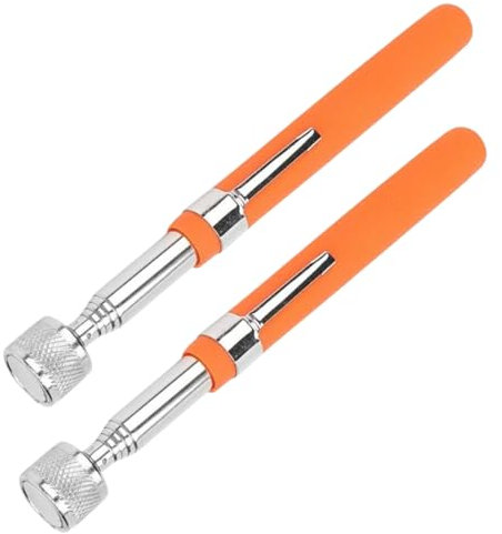 ProBytes Telescopic Magnetic Tool Picker/Finder - Extends to 66 CM/26 Inch, Lifts 5.5 Lbs/2.5 Kg max, Retriever Stick, Metal Grabber Wand, Rubber Grip, Garage/DIY Pickup Accessory - Orange 2 Pcs